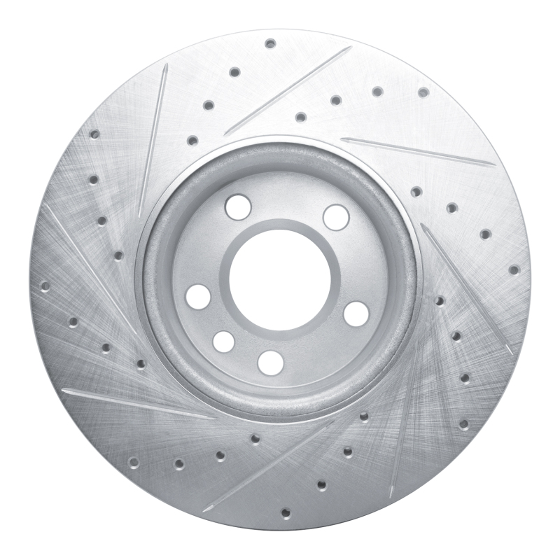 Volkswagen EuroVan Brake Rotor (1) - Front Right - R1 Concepts - Drilled & Slotted - Silver - `01-`03